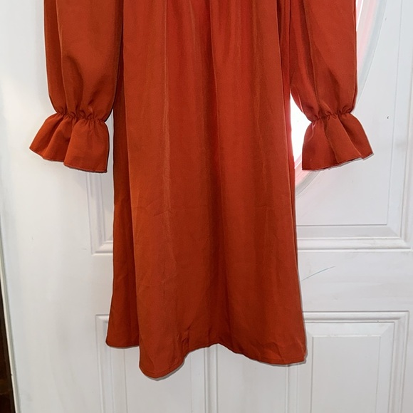SHEIN Midi Embroidered Smocked Rust Dress Womens Size S US 4/EU 36 - Picture 2 of 5